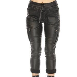 Black flux leather stretchable Pant